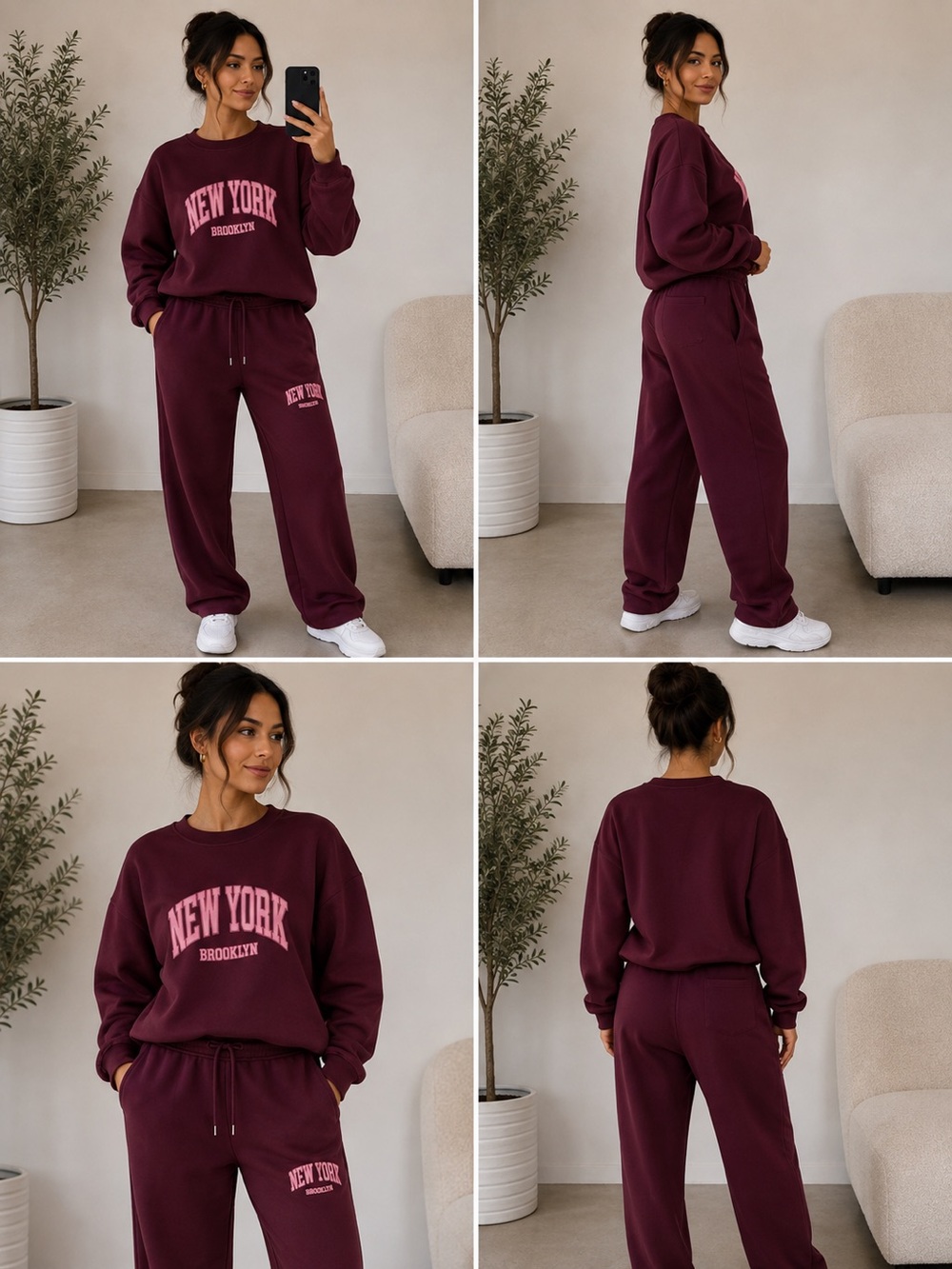 NEW YORK Brooklyn Maroon Pullover Sweatshirt
